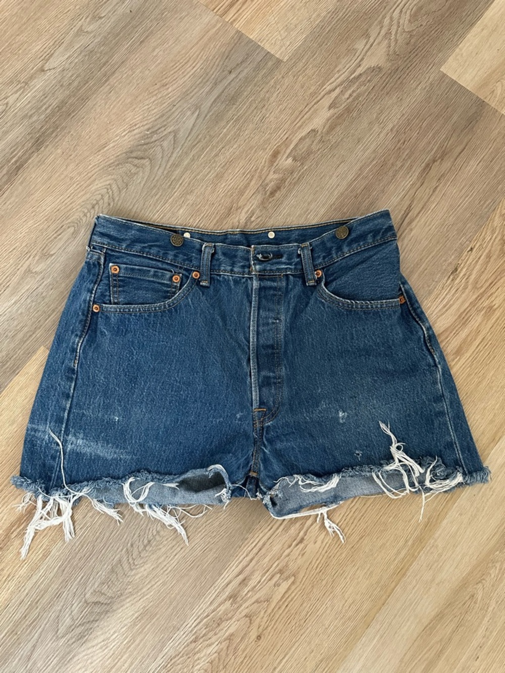 Classic High-Rise Denim Cutoff Shorts - Dark Blue Levi 501